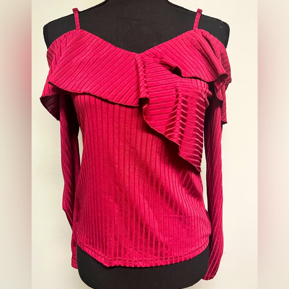Shiny Burgundy Pink Peekaboo Top
